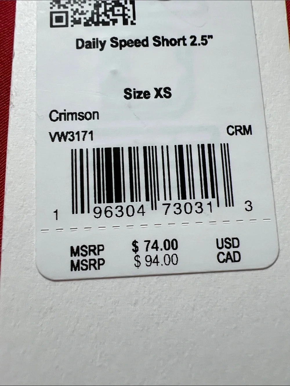 Vuori Crimson Red Daily Speed Shorts Lined Size XS NWT